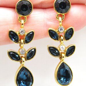Nolan Miller Dangle Earrings Blue Crystal
